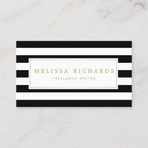Professionell Luxe Black and White Stripe Visitkort