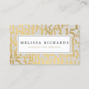 Professionell Luxe Faux Guld Numbers Accountant II Visitkort