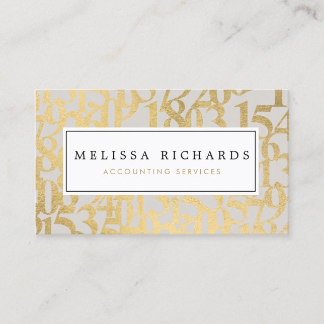 Professionell Luxe Faux Guld Numbers Accountant II Visitkort (Framsida)