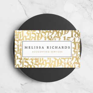 Professionell Luxe Faux Guld Numbers Accountant Visitkort