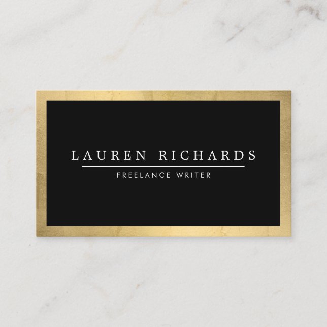 Professionell Luxe Faux Guld och Black Visitkort (Framsida)