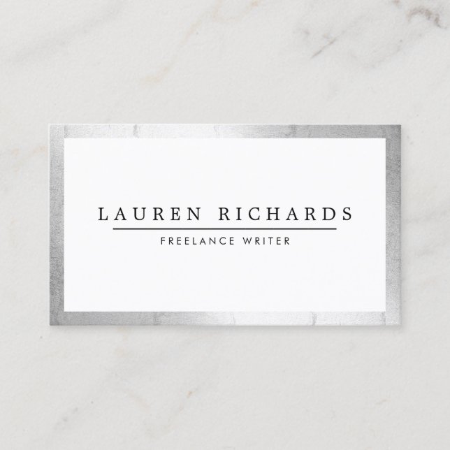 Professionell Luxe Faux Silver och White Visitkort (Framsida)