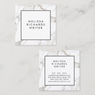 Professionell Luxe Minimalist White Marble Square Fyrkantigt Visitkort