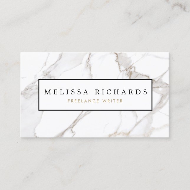 Professionell Luxe Minimalist White Marble Visitkort (Framsida)