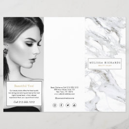 Professionell Luxe White Marble Tri-Fold Brochure Reklamblad