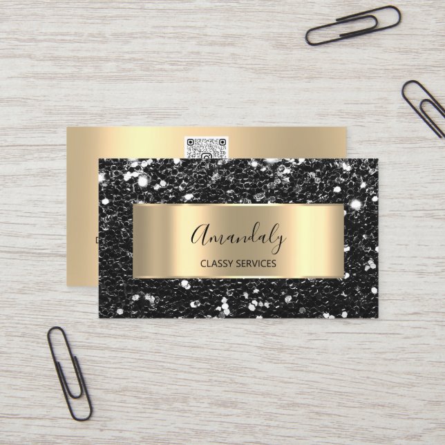 Professionell Luxury Guld Glitter Back Ram Busine Visitkort (Fram/Back In Situ)