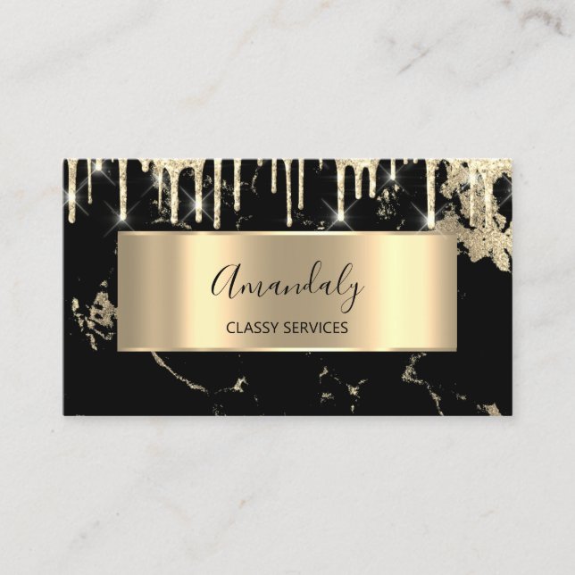 Professionell Luxury Guld Royal Marble Black Drift Visitkort (Framsida)