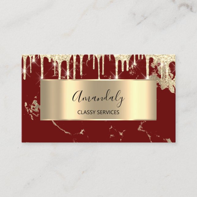 Professionell Luxury Guld Royal Marble Burgund Dri Visitkort (Framsida)