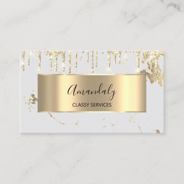 Professionell Luxury Guld Royal Marble Grått Visitkort (Framsida)