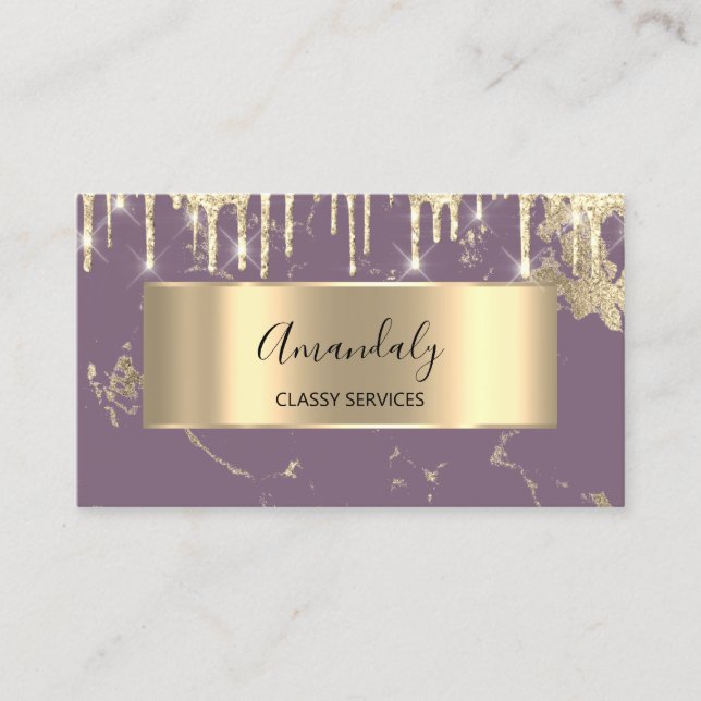 Professionell Luxury Guld Royal Marble Lila Drift Visitkort (Framsida)
