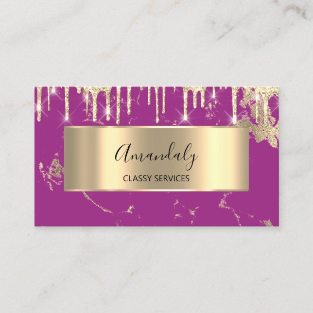 Professionell Luxury Guld Royal Marble Rosa Drift Visitkort (Framsida)