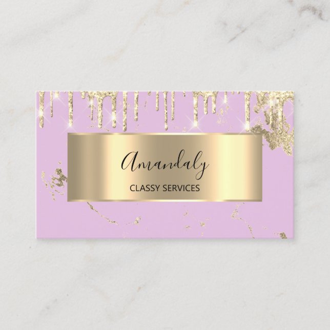 Professionell Luxury Guld Royal Marble Rosa Pastel Visitkort (Framsida)