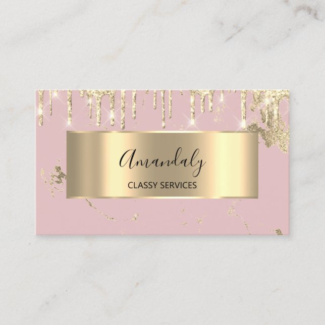 Professionell Luxury Guld Royal Marble Rosa ros Visitkort (Framsida)