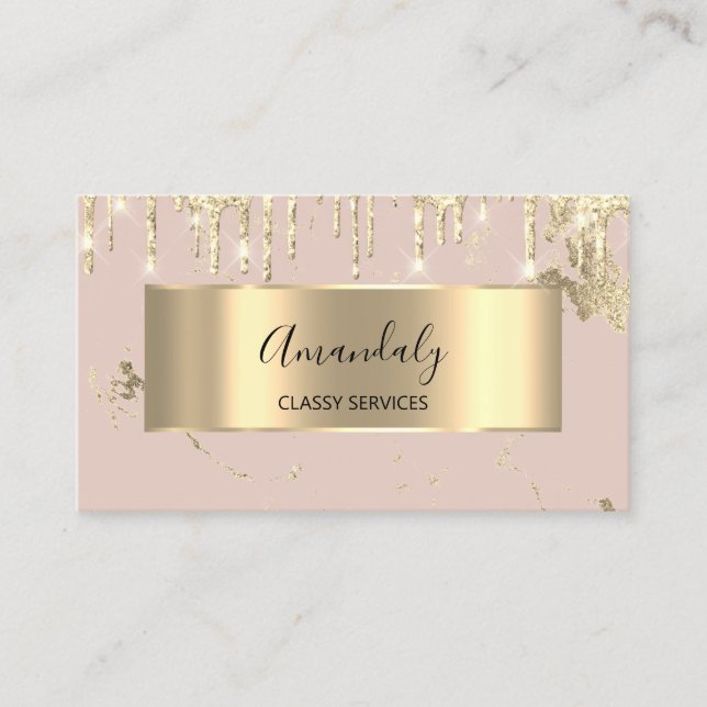 Professionell Luxury Guld Royal Marble Rosa  Visitkort (Framsida)