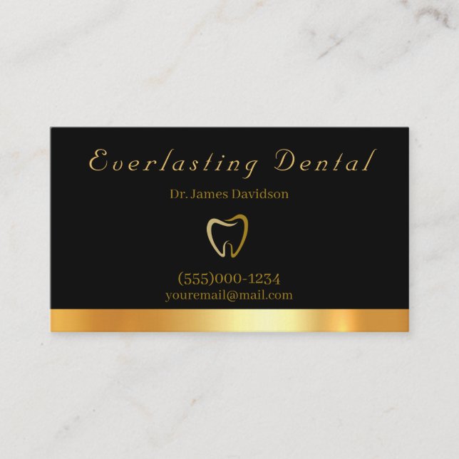 Professionell Luxury Guld Toth Dentist Visitkort (Framsida)