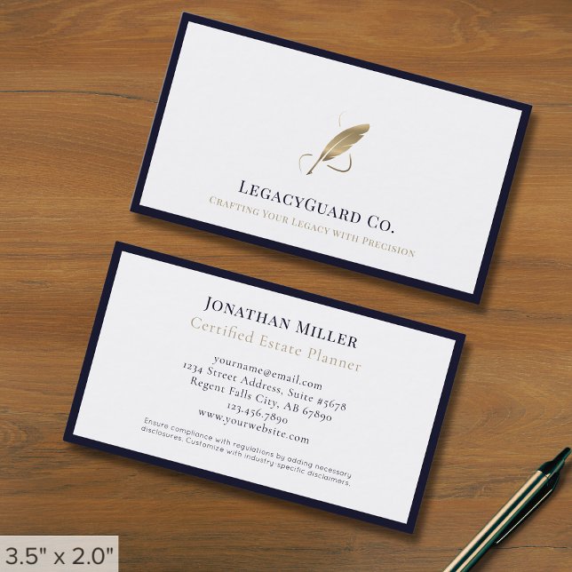 Professionell Luxury Quill Logotyp Visitkort (Skapare uppladdad)