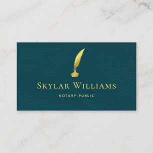 Professionell Luxury Teal Faux Leather Notary Visitkort
