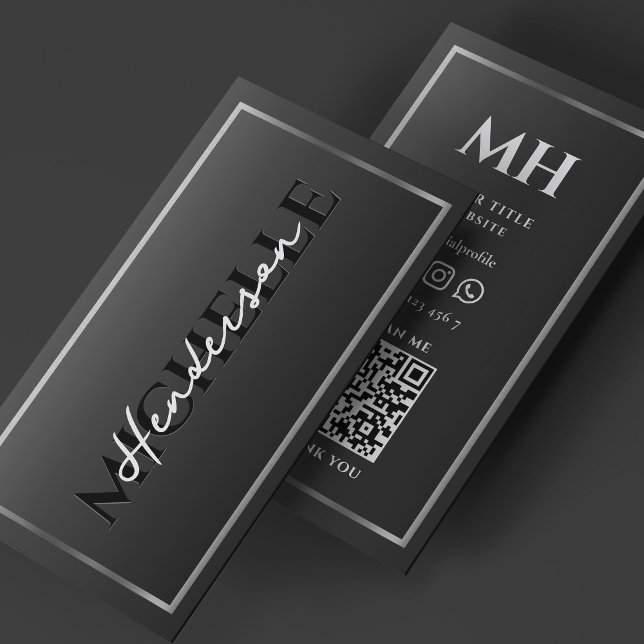 Professionell Lyx Svart Silver Ram Border Visitkort (Professional Luxury Black Silver Frame Border Business Card
)