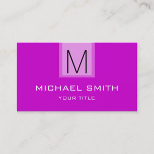 Professionell Magenta Solid Färg Monogram Visitkort