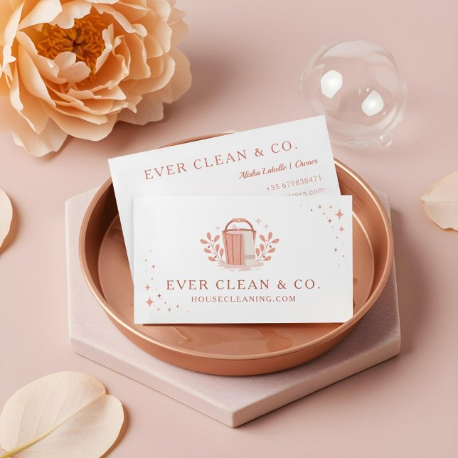 Professionell Maid House Städning Service Logotyp Visitkort (Professional Maid House Cleaning Service Logo Business Card)