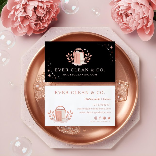 Professionell Maid House Städning Service Logotyp Visitkort (Professional Maid House Cleaning Service Logo Business Card)