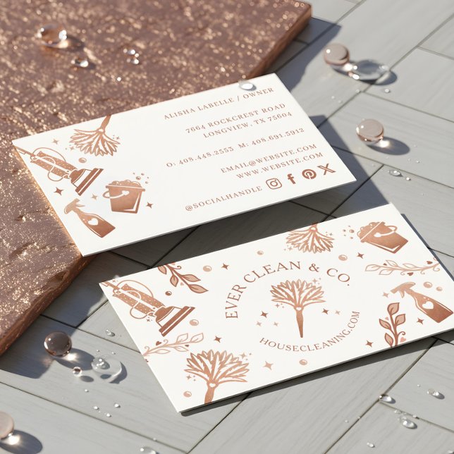 Professionell Maid & House Städning Verktyg/Levera Visitkort (Professional Maid & House Cleaning Tools/Supplies Business Card)