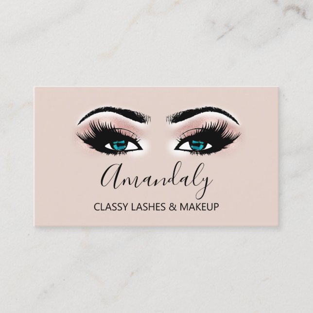 Professionell Makeup Artist Blue Eyelash Guld VIP Visitkort (Framsida)