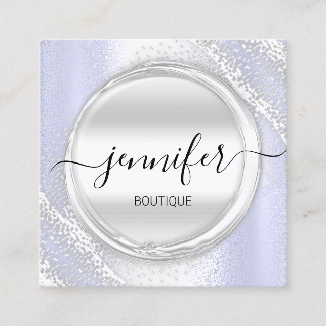 Professionell Makeup Artist Blue Silver Grått Logo Fyrkantigt Visitkort (Framsida)