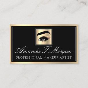 Professionell Makeup Artist Eyelash Guld Black Bro Visitkort