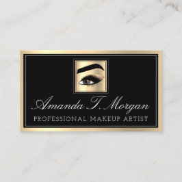 Professionell Makeup Artist Eyelash Guld Black Bro Visitkort