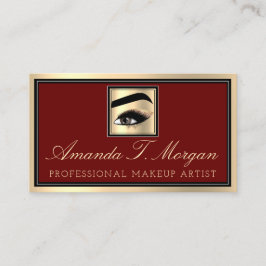 Professionell Makeup Artist Eyelash Guld Burgundy Visitkort