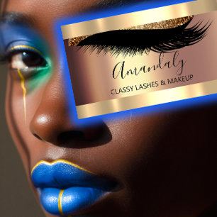 Professionell Makeup Artist Eyelash Guld Framad Visitkort