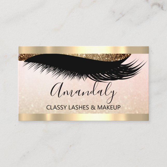 Professionell Makeup Artist Eyelash Guld Glitter Visitkort (Framsida)