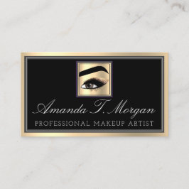 Professionell Makeup Artist Eyelash Guld Grått Bro Visitkort