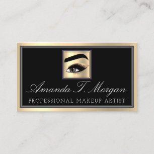 Professionell Makeup Artist Eyelash Guld Grått Bro Visitkort