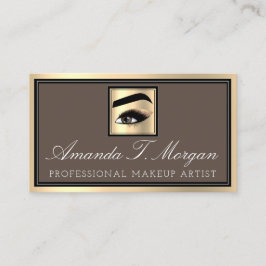 Professionell Makeup Artist Eyelash Guld Kaffe Bro Visitkort