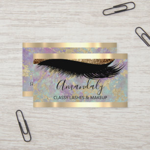 Professionell Makeup Artist Eyelash Guld Lila Visitkort