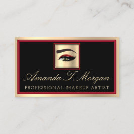Professionell Makeup Artist Eyelash Guld Red Black Visitkort