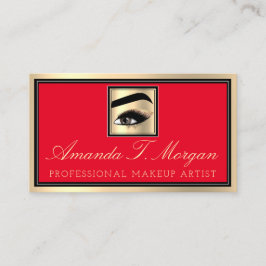 Professionell Makeup Artist Eyelash Guld Red Visitkort