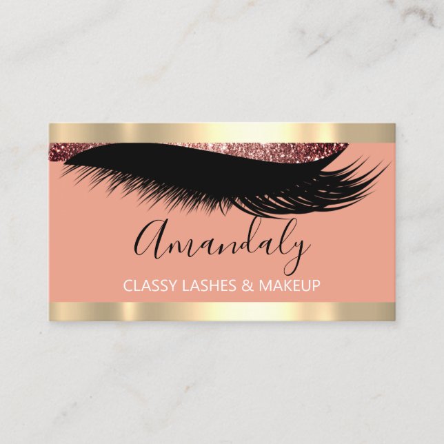 Professionell Makeup Artist Eyelash Guld Ro Ram Visitkort (Framsida)