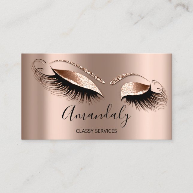 Professionell Makeup Artist Eyelash Guld Ro Visitkort (Framsida)