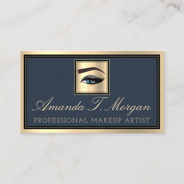 Professionell Makeup Artist Eyelash Guld Smoky Blu Visitkort (Framsida)