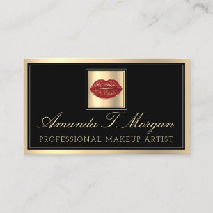 Professionell Makeup Artist Eyelash Hair Red Kiss Visitkort