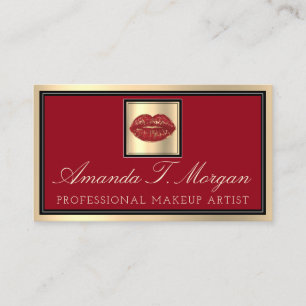 Professionell Makeup Artist Eyelash Hair Red Läppa Visitkort