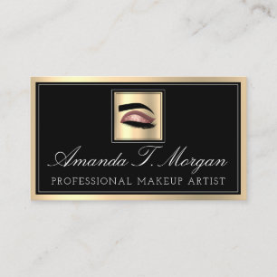 Professionell Makeup Artist Eyelash Hair Ro Guld Visitkort