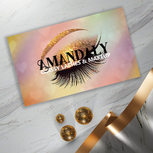 Professionell Makeup Artist Eyelash QR LOGOTYP Gul Visitkort