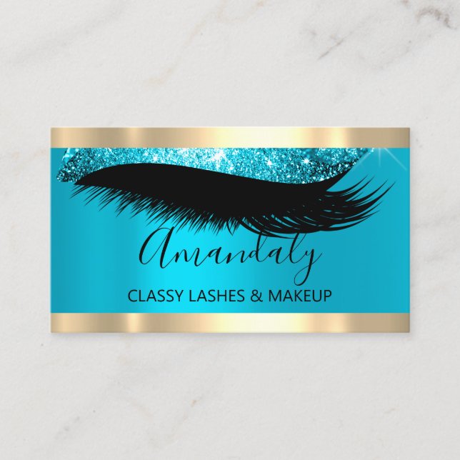 Professionell Makeup Artist Eyelash Unique Blue Visitkort (Framsida)