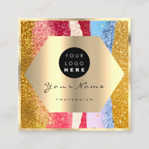 Professionell Makeup Artist Guld Glitter Logotyp G Fyrkantigt Visitkort