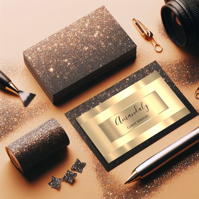 Professionell Makeup Artist Guld Monochromatic Visitkort (Professional Makeup Artist Gold Monochromatic Business Card)
