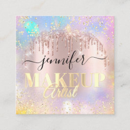 Professionell Makeup Artist Guld Ro Holograph Fyrkantigt Visitkort